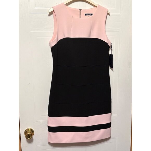 NWT New Tommy Hilfiger Colorblock Scuba Sheath Dress Pink Black MSRP $99 Size 6 - Picture 3 of 12